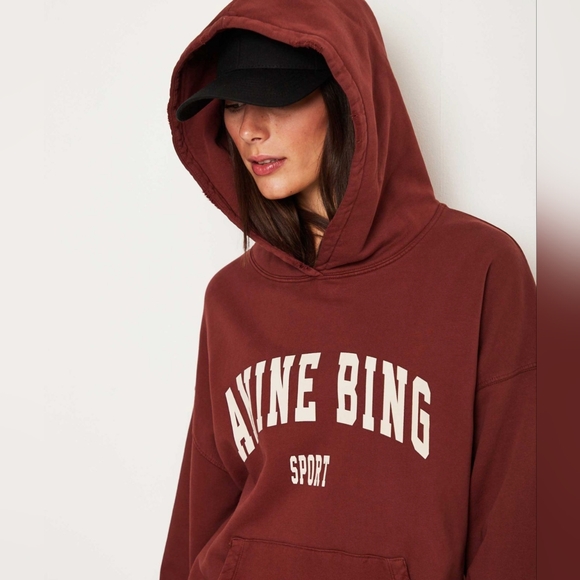 Anine Bing Sweaters - Anine Bing Sports Maroon Hoodie Size Small